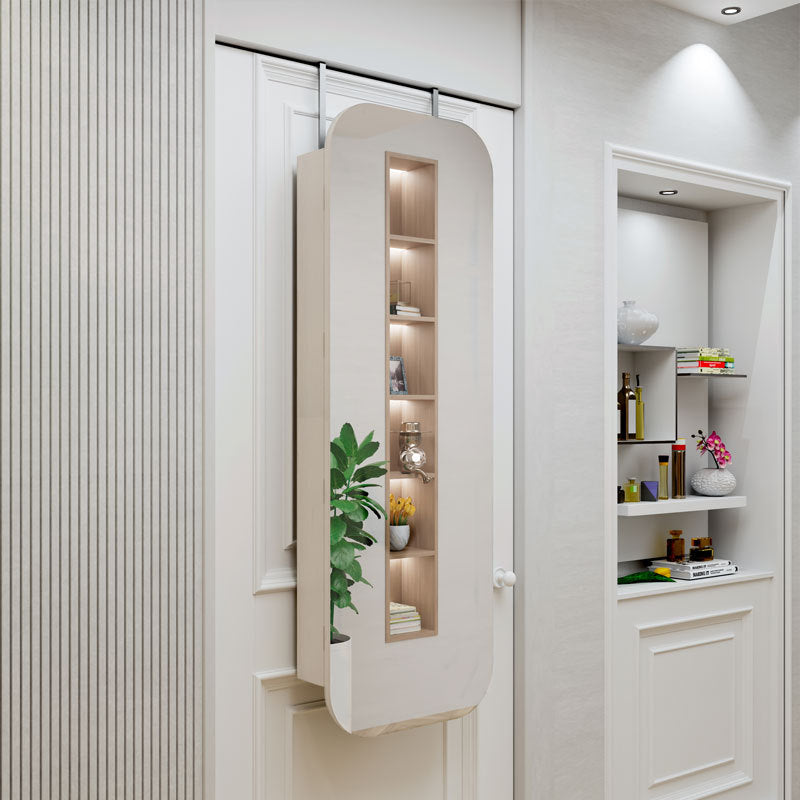 Full-Length Mirror, Jewelry Storage, Makeup Cabinet, Dressing Mirror, Multi-Functional Storage Solid Wood Home Wall-Mounted Fitting Mirror