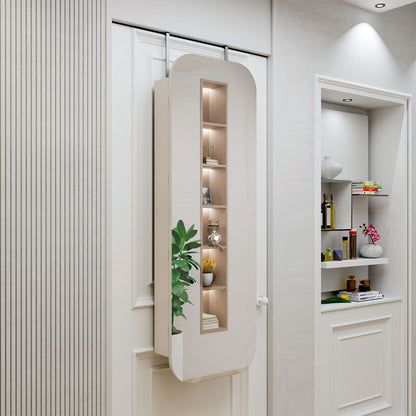 Full-Length Mirror, Jewelry Storage, Makeup Cabinet, Dressing Mirror, Multi-Functional Storage Solid Wood Home Wall-Mounted Fitting Mirror