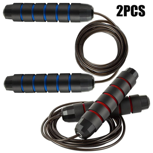 Jump Rope 2-Pack (Blue + Red), Ball Bearing Tangle-Free Design, High-Speed Jump Rope for Comprehensive Fitness Training for Adults and Kids